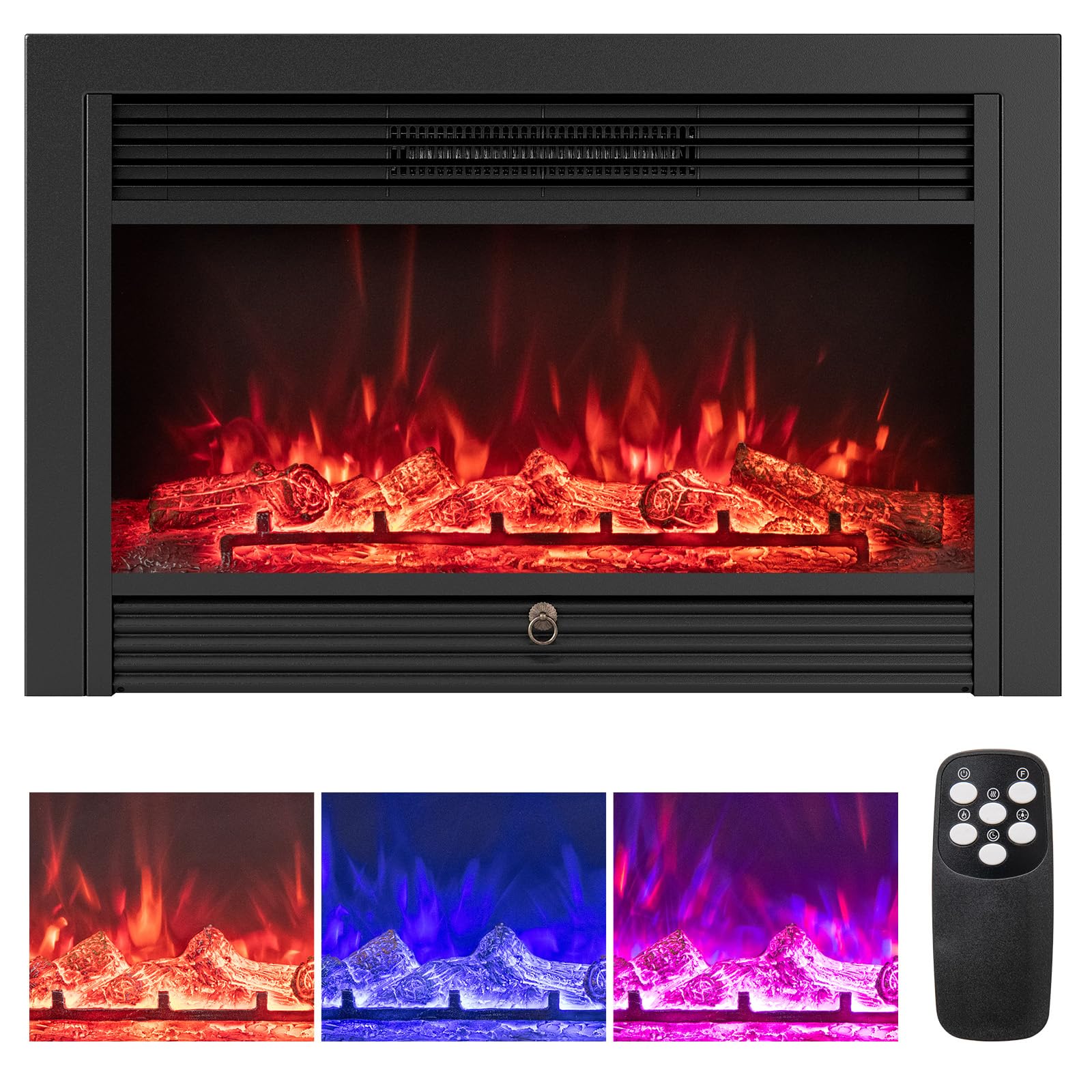 Tangkula 750W/1500W Recessed Fireplace Heater with Remote Control